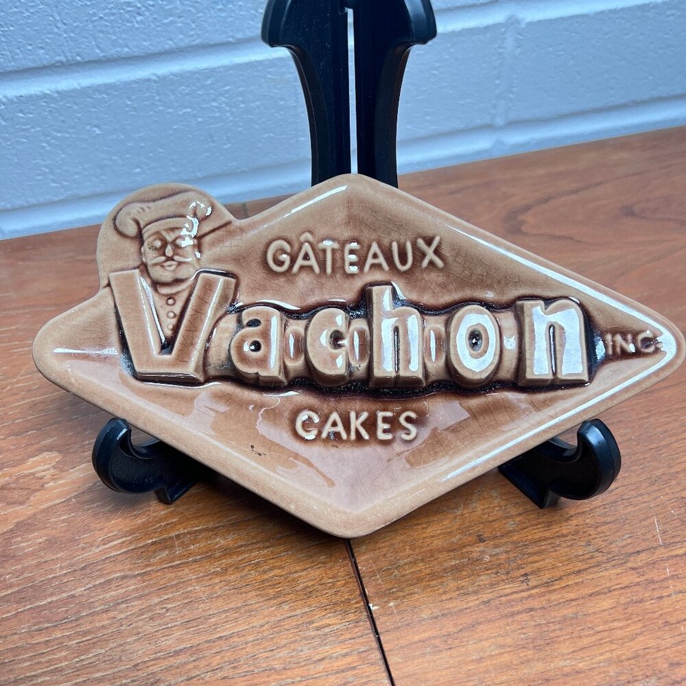 Vintage VACHON Gateau Cakes Logo Ceramic Ashtray by Beauce Canada